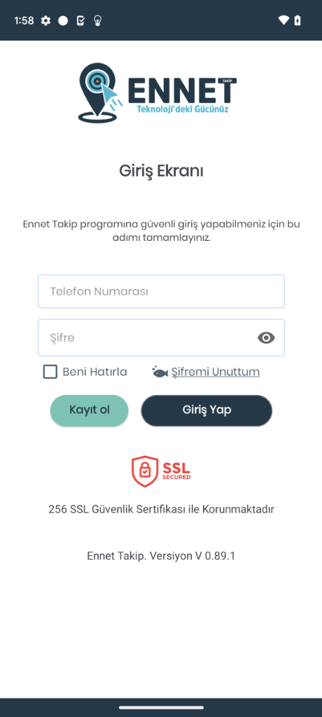 Seyitgazi Halı Yıkama Android Giriş Ekranı