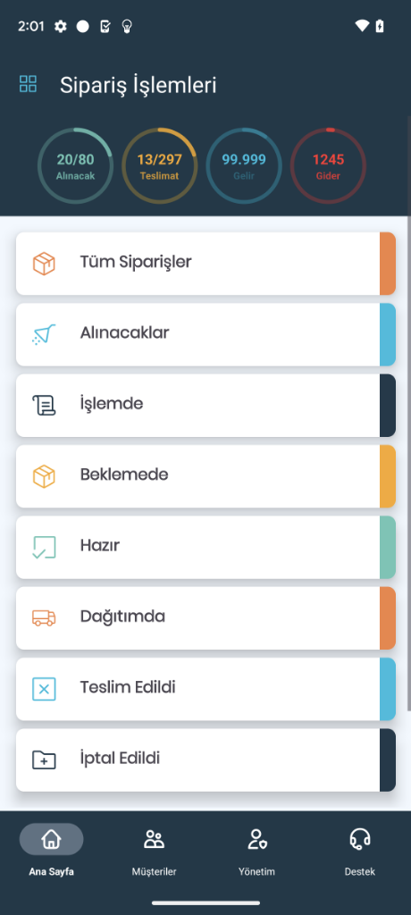 Seyitgazi Halı Yıkama Android Sipariş Durumları