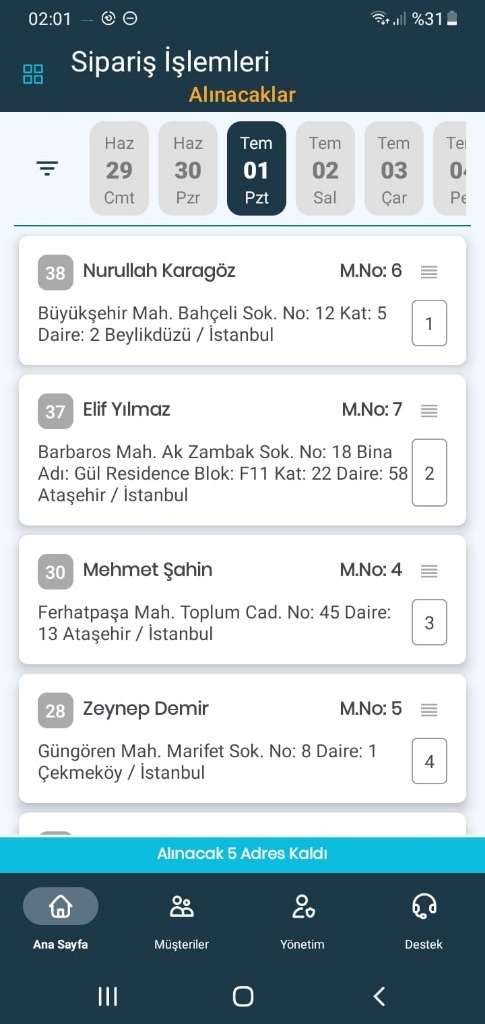 Seyitgazi Halı Yıkama Android Alınacak Siparişler