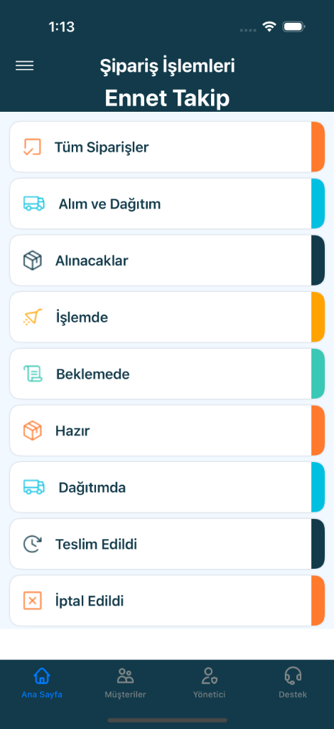 Seyitgazi Halı Yıkama iOS Sipariş Menüsü